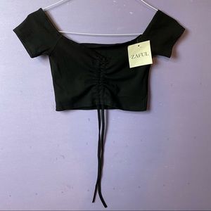 NWT Zaful black cinched crop top women’s medium